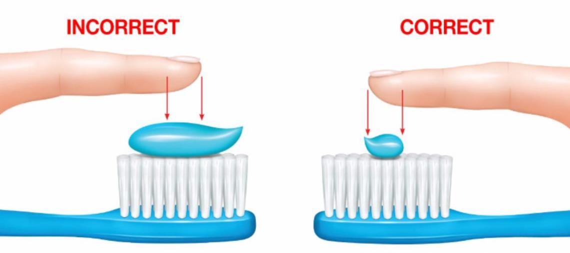 rubbing toothpaste on teeth